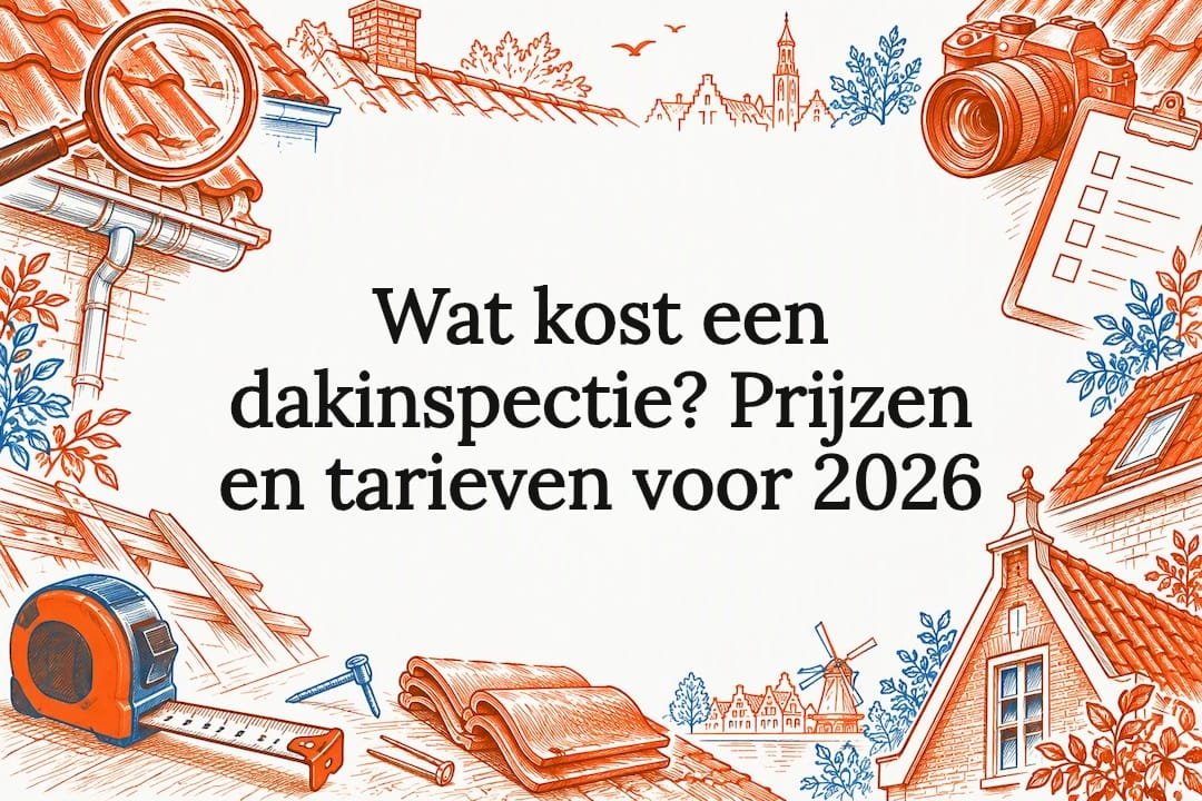 Sfeervolle titelkaart over de kosten van dakinspecties