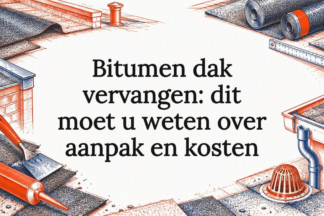 Decoratieve titelkaart met details van bitumineuze dakbedekking