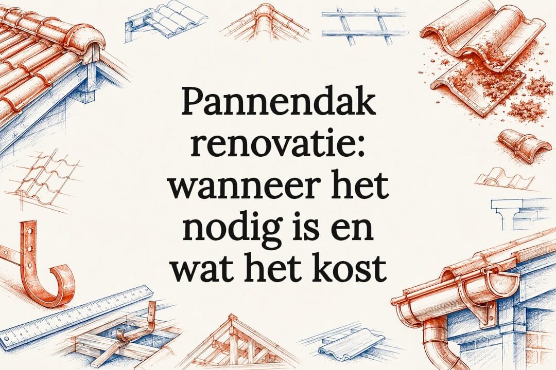 Decoratieve titelkaart met details van een pannendak