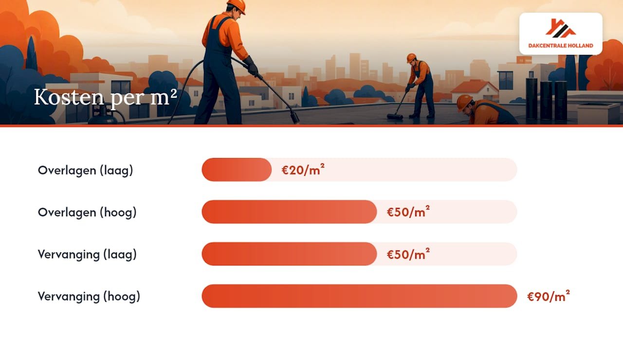 Kostenvergelijking bitumen dak per vierkante meter