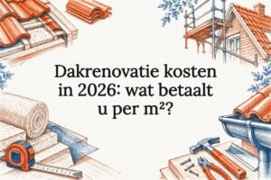Sfeervolle schets van een dakrenovatie