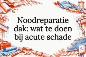 Sierlijke titelkaart met beschadigd dak