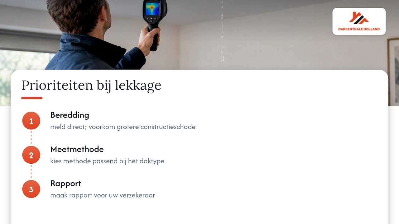 Veelgemaakte fouten en prioriteiten bij een lekkage — overview diagram