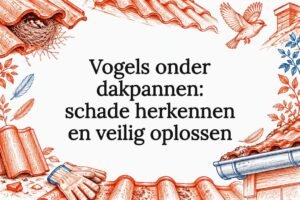 Met de hand getekende dakpannen en nestvormen op de titelkaart