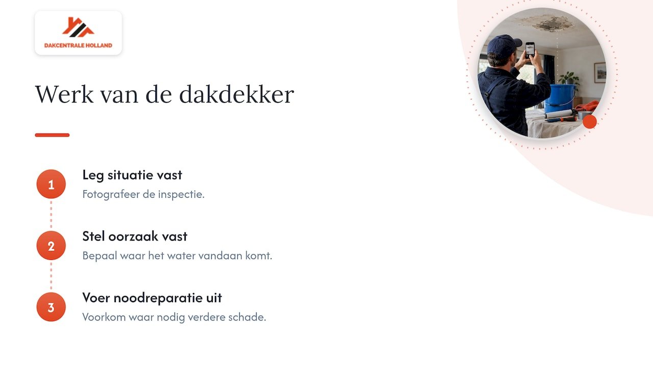 De rol van een professionele dakdekker bij lekkage — overview diagram