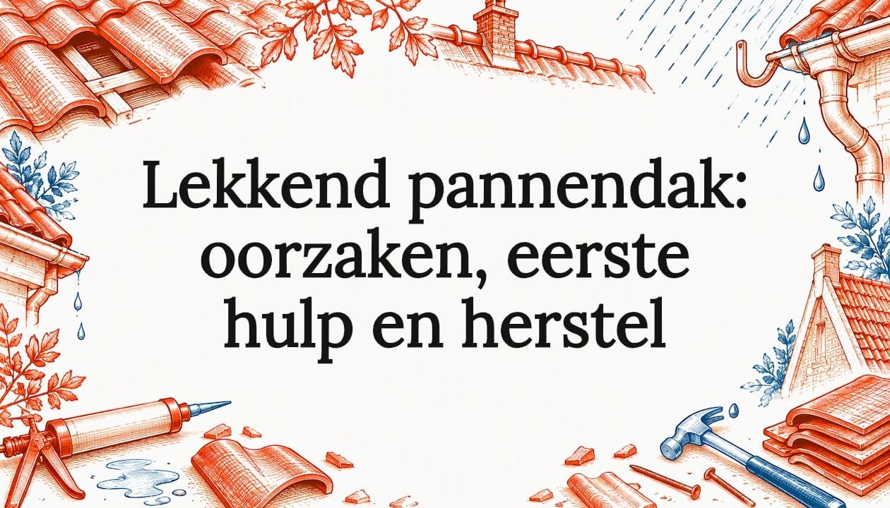 Handgetekende titelkaart met dakpanillustratie