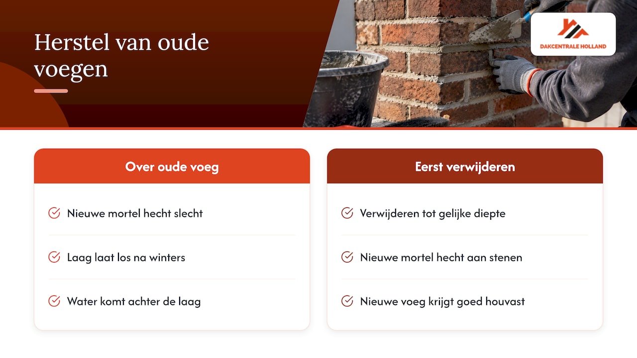 Vergelijking van voegen oversmeren en correct vernieuwen