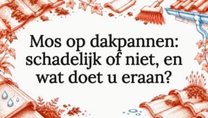 Titelkaart met dakpannen en mos