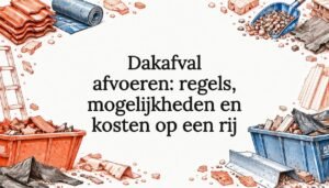 Getekende titelkaart met dakbedekkingsmaterialen