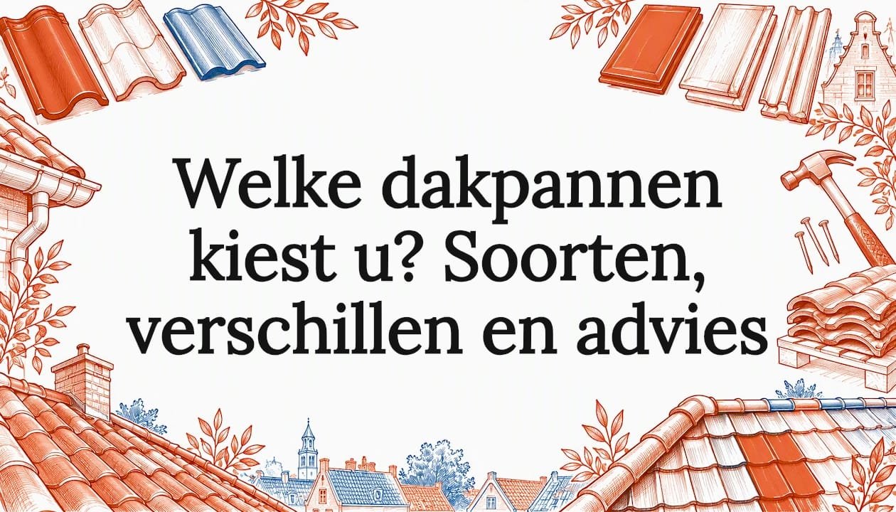 Titelkaart met tekeningen van dakpannen